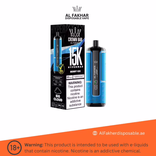 Al Fakher Crown Bar Hypermax 15000 Puffs Berry Ice