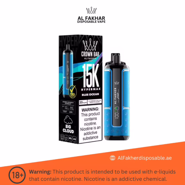 Al Fakher Crown Bar Hypermax 15000 Puffs Blue Ocean