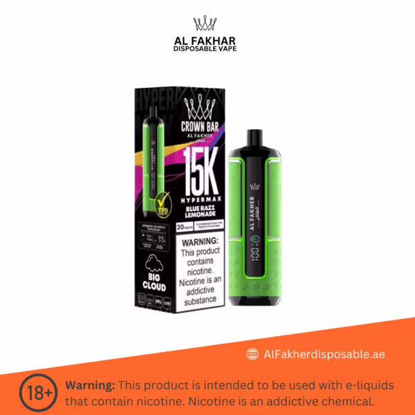 Al Fakher Crown Bar Hypermax 15000 Puffs Blue Razz Lemonade