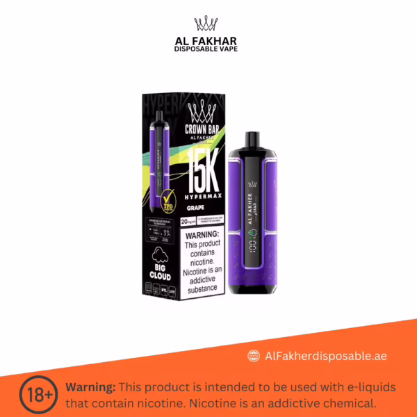 Al Fakher Crown Bar Hypermax 15000 Puffs Grape
