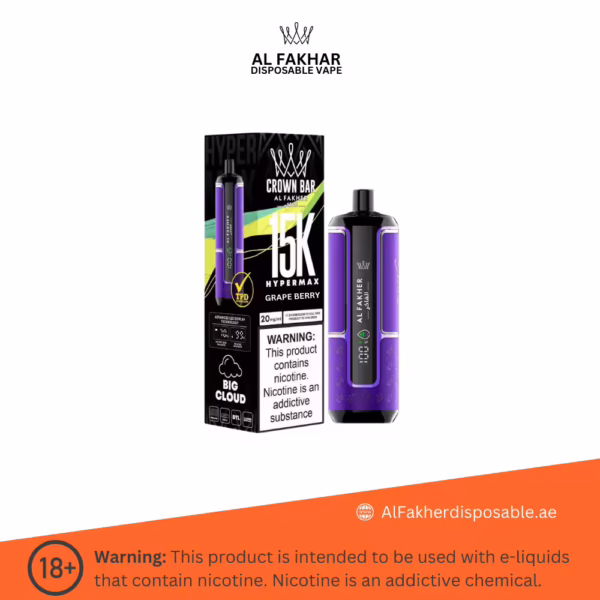 Al Fakher Crown Bar Hypermax 15000 Puffs Grape Berry