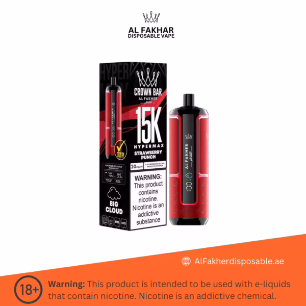 Al Fakher Crown Bar Hypermax 15000 Puffs Strawberry Punch