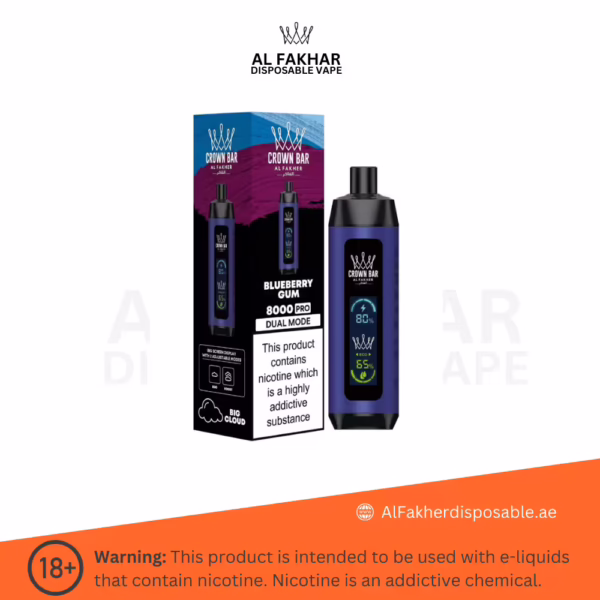 Al Fakher Crown Bar Pro 8000 Puffs Blueberry Gum
