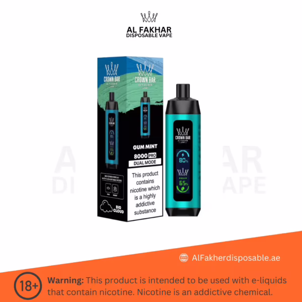 Al Fakher Crown Bar Pro 8000 Puffs Gum Mint