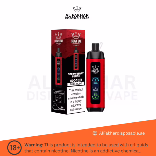 Al Fakher Crown Bar Pro 8000 Puffs Strawberry Punch